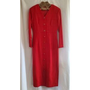 Misty Lane Dress Women's Size 10 Bright Red Wool Blend Long Sleeved Maxi Holiday